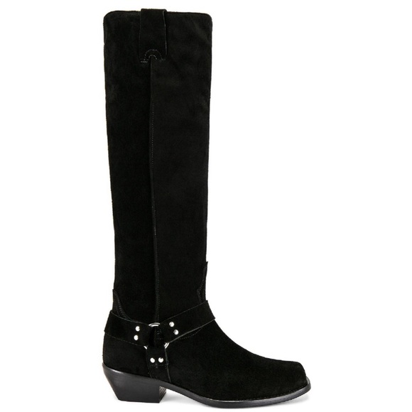 Free People Shoes - Free People Lockhart Silver Harness Knee High Boot in Black Suede size 39.5